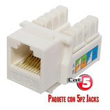 5 Pz Jack Rj45 Cat5e Conector Hembra Red Utp Blanco Xcase