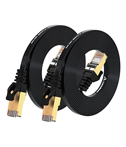 Cable Ethernet Blindado Cat 7, 8 Pies, Paquete De 2 (cable D