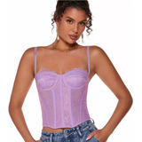 Top Corset Mujer Bustier Sexy Brillos Fiesta Muchos Modelos