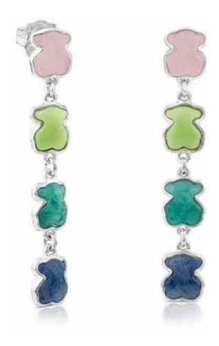 Pendientes Tous New Color De Plata Con Gemas