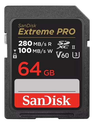 Sandisk Tarjeta De Memoria Sd 64gb Para Cámara 280mb/s U3 4k