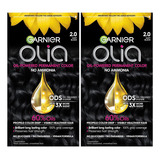 Garnier Olia Tinte Color Brillante,  Negro Suave, 2 Unidades