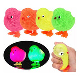 12 Pollitos Squishy De Colores Luz Led Juguete Regalo Piñata