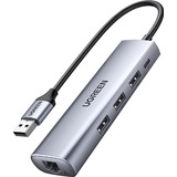 Hub 5 Em 1 Ugreen Usb-c Para 3* Usb + Ethernet + Tipo-c 100w