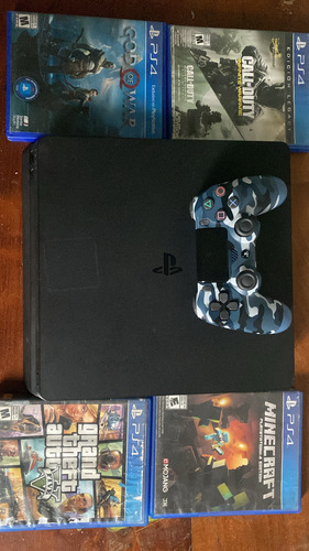 Playstation 4 Slim 500 Gb Incluye 4 Juegos Y Mando Con Cable