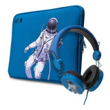 Stf C2 Audífono Alámbrico + Funda Laptop 14 Combo 2 En 1 Erick Color Azul