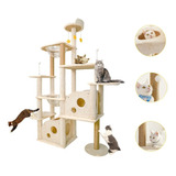 Torre Árbol Rascador Para Gato Varios Niveles Casas 170cm