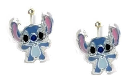 Broquel Arete Stich Disney Plata .925 Niña Bebé 