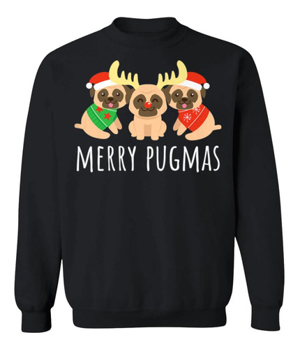 Sudadera Comoda Temporada Navideña Pug Cachorro Navidad