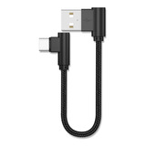 Cabo Usb Tipo C 15 Cm Curto L 90 Graus Carregamento E Dados Cor Preto