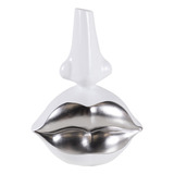 Figura Moderna Labios Plata Decoración Casa Bkdm147 Benkel