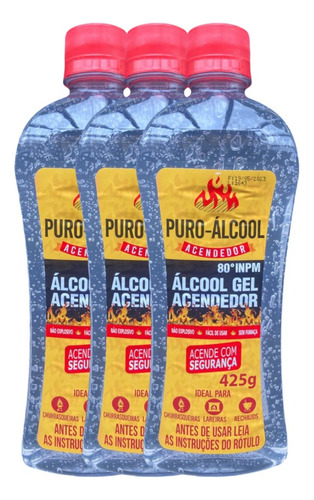 Acendedor  Álcool Gel Churrasqueira Lareiras Rechaud Kit C/3