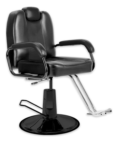 Sillón Barbero Hidráulico Peluquería Austin Negro Reclinable