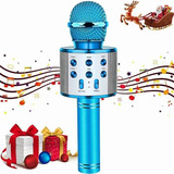 Microfono Karaoke Inalambrico Con Bluetooth Y Bocina Altavoz Color Azul