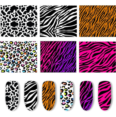 Stickers Nails Tatto Uñas Animal Print 12 Planillas Mixtas