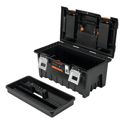 Caja Herramienta 19'' Compartimentos Y Broches Truper 11811 Color Negro\u002FNaranja | Envío gratis
