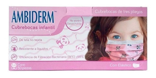 Cubre Boca Para Niños Ambiderm Con Diseños 50 Pz