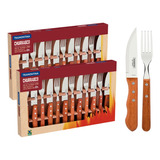 Kit Churrasco Jogo Talheres Jumbo Madeira 24peças Tramontina