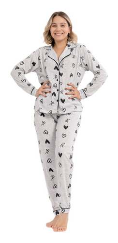 Pijama Feminino Americano Calça E Blusa Inverno Amamentação