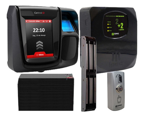 Kit Acesso Idflex Biometria Eletroima 300 Kgf Com Nobreak