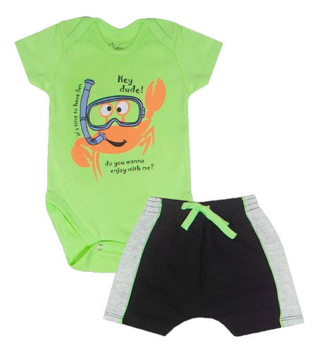 Conjunto Roupinha De Bebê Kit Body E Shorts Menino E Menina