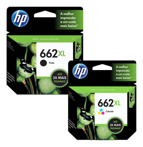 Kit De Cartucho Hp 662xl Preto E Colorido Original 2546 2646