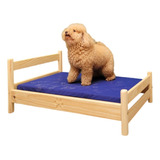 Cama Mascotas Perros De Madera Camascota + Colchón 91x73 Cm