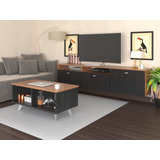 Mesa Tv Rack Flotante + Mesa Ratona De Centro 1.80 Moderno 