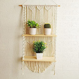 Estante Colgante De Pared De Macramé - Estantes Colgantes De