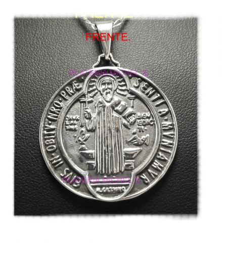 Medallon Grande De San Benito En Plata Ley 0.925