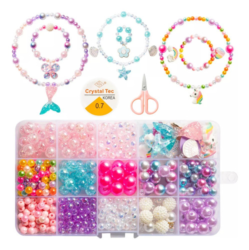  Juego De Cuentas De Sirena 500 Uds Kit Hacer Pulsera Collar