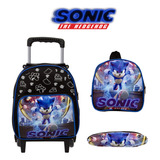 Mochila Infantil Masculina Sonic Filme De Rodinhas Promoção