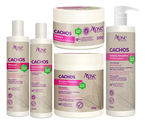 Kit Apse Cachos Completo - 5 Produtos + De 2,5kg-100% Vegano