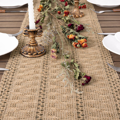 Socomi Camino De Mesa Bohemio De Macrame Tejido De Arpillera