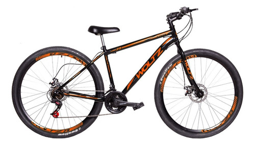 Mountain Bike Woltz Steel Aro 29 17  21v Freios De Disco Mecânico Câmbios Yamada Cor Preto/laranja