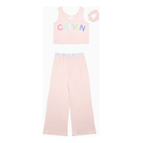 Pijama Calvin Klein De Top Con Pantalón Scrunchie Niña Rosa