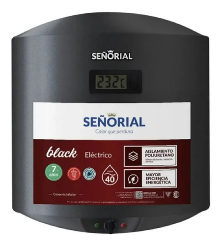 Termotanque Eléctrico Señorial Black 2.0 Tsbe-40 Negro 40 L