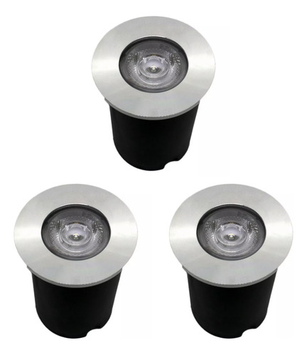 Kit 3 Balizadores Spot Led Embutir Chão Piso Jardim 1w Ip67