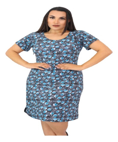 Vestido Manga Feminino Malha Liganete Moda Verão Estampado.