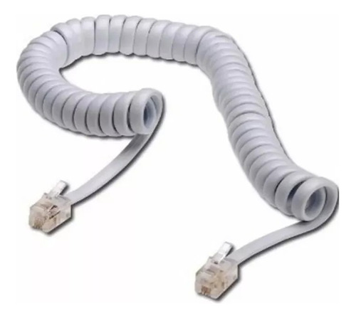 Cable Rulo Espiral P/ Telefono 0,50 A 2 Metros Rj9 Blanco