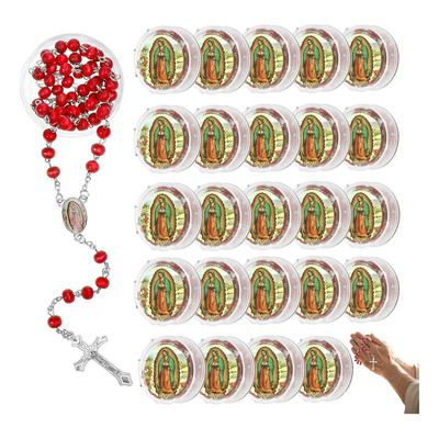 24 Recuerdo Económico Caja Decenario Bautizo Rosarios Virgen | Envío gratis
