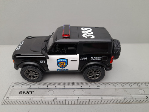 Patrulla De Policía Ford Bronco,  Escala 1:34, Metál, 12cms.