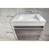 Gabinete Flotante Gris Lavabo Moderno 70cm Blanco Tocador Wc