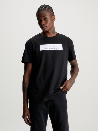 Polera Hyper Real Box Logo Negro Calvin Klein