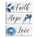 Faith Love Hope - Decoración De Pared, Elegante Placa De Mad