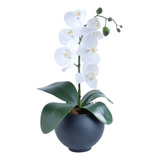 Arranjo Orquídea Permanente Branca Vaso Preto Fosco