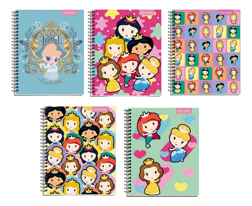 Pack 10 Cuadernos Universitario Princesas Kawaii Disney