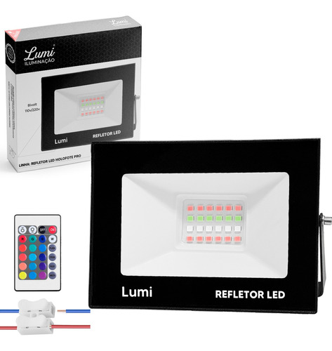 Luminária Mini Refletor Super Led Holofote 50w Rgb Bivolt