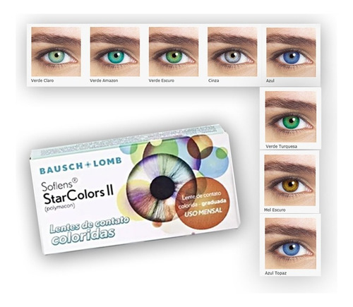 Lente De Contato Colorida Star Sem Grau + Barata 8 Cores