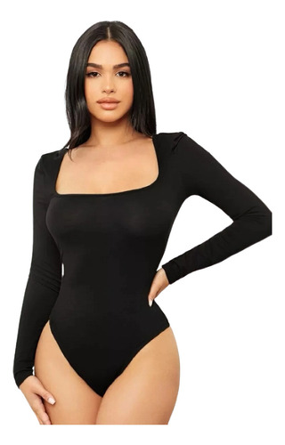 Body Escote Cuadrado Panti Blusa Manga Larga